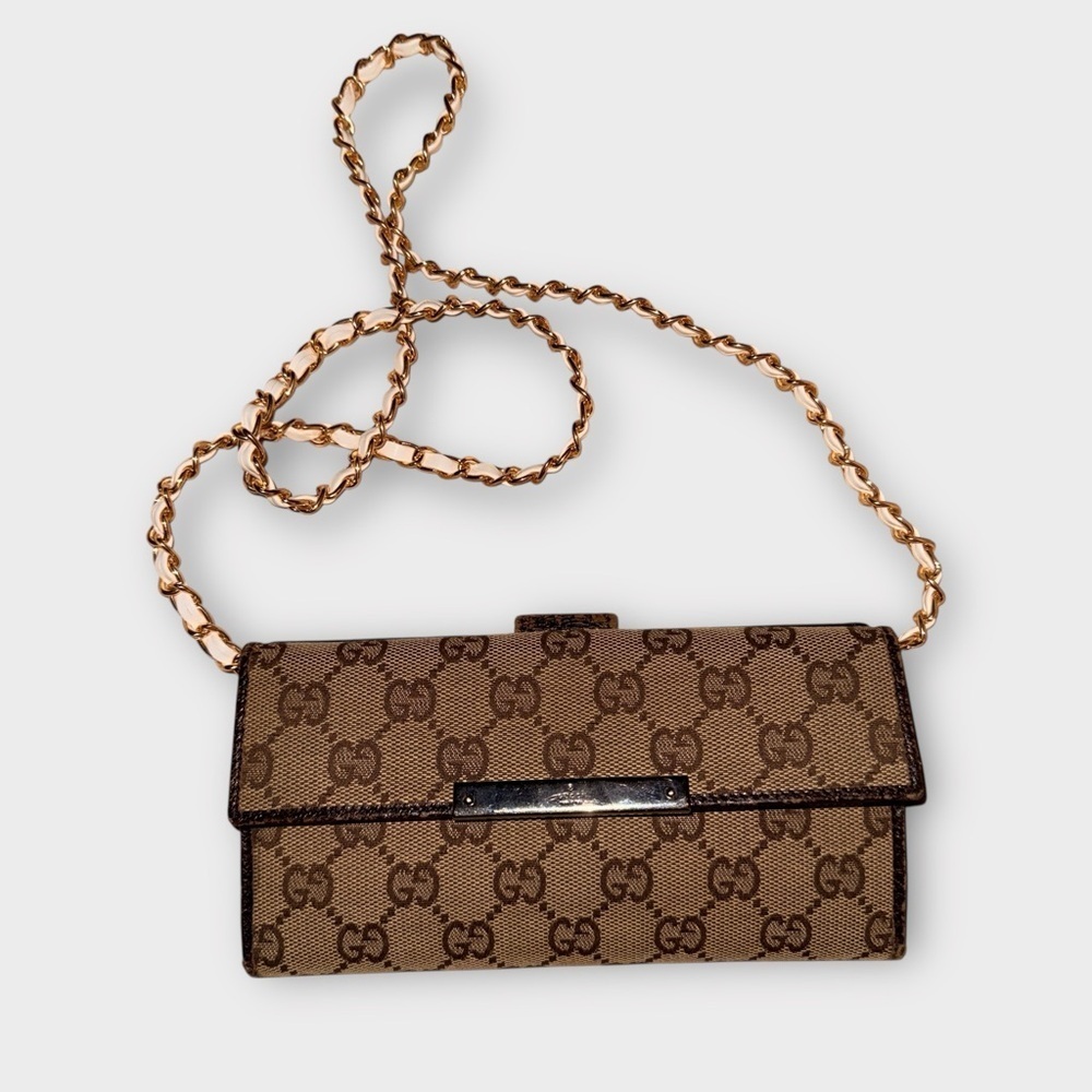 Gucci GG Canvas Wallet w/ Optional Gold + Silver Chain (Authentic, COA Included) - Picture 13 of 15